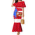 Puerto Rico Christmas Mermaid Dress with Dancing Santa Reindeer Blue Tree and Festive Flag Design - Wonder Print Shop