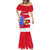 Puerto Rico Christmas Mermaid Dress with Dancing Santa Reindeer Blue Tree and Festive Flag Design - Wonder Print Shop