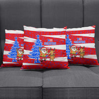 Puerto Rico Christmas Pillow Cover with Dancing Santa Reindeer Blue Tree and Festive Flag Design - Wonder Print Shop