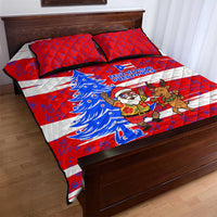 Puerto Rico Christmas Quilt Bed Set with Dancing Santa Reindeer Blue Tree and Festive Flag Design - Wonder Print Shop