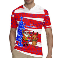 Puerto Rico Christmas Rugby Jersey with Dancing Santa Reindeer Blue Tree and Festive Flag Design - Wonder Print Shop