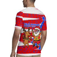Puerto Rico Christmas Rugby Jersey with Dancing Santa Reindeer Blue Tree and Festive Flag Design - Wonder Print Shop
