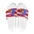 Puerto Rico Christmas Slide Sandals with Dancing Santa Reindeer Blue Tree and Festive Flag Design - Wonder Print Shop