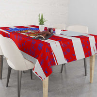 Puerto Rico Christmas Tablecloth with Dancing Santa Reindeer Blue Tree and Festive Flag Design - Wonder Print Shop