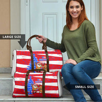 Puerto Rico Christmas Travel Bag with Dancing Santa Reindeer Blue Tree and Festive Flag Design - Wonder Print Shop