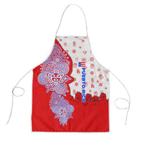 Puerto Rico Christmas Apron with Taino Symbols Palm Tree Bongos and Holiday Pattern Design - Wonder Print Shop