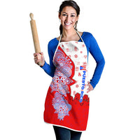 Puerto Rico Christmas Apron with Taino Symbols Palm Tree Bongos and Holiday Pattern Design - Wonder Print Shop