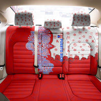 Puerto Rico Christmas Back Car Seat Cover with Taino Symbols Palm Tree Bongos and Holiday Pattern Design - Wonder Print Shop