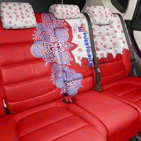 Puerto Rico Christmas Back Car Seat Cover with Taino Symbols Palm Tree Bongos and Holiday Pattern Design - Wonder Print Shop