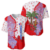Puerto Rico Christmas Baseball Jersey with Taino Symbols Palm Tree Bongos and Holiday Pattern Design - Wonder Print Shop