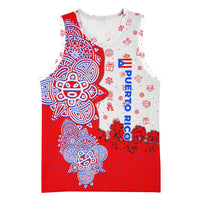 Puerto Rico Christmas Basketball Jersey with Taino Symbols Palm Tree Bongos and Holiday Pattern Design - Wonder Print Shop