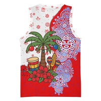 Puerto Rico Christmas Basketball Jersey with Taino Symbols Palm Tree Bongos and Holiday Pattern Design - Wonder Print Shop