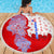 Puerto Rico Christmas Beach Blanket with Taino Symbols Palm Tree Bongos and Holiday Pattern Design - Wonder Print Shop