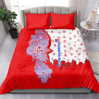 Puerto Rico Christmas Bedding Set with Taino Symbols Palm Tree Bongos and Holiday Pattern Design - Wonder Print Shop