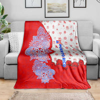 Puerto Rico Christmas Blanket with Taino Symbols Palm Tree Bongos and Holiday Pattern Design - Wonder Print Shop