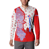 Puerto Rico Christmas Button Sweatshirt with Taino Symbols Palm Tree Bongos and Holiday Pattern Design - Wonder Print Shop