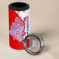 Puerto Rico Christmas 4 in 1 Can Cooler Tumbler with Taino Symbols Palm Tree Bongos and Holiday Pattern Design - Wonder Print Shop