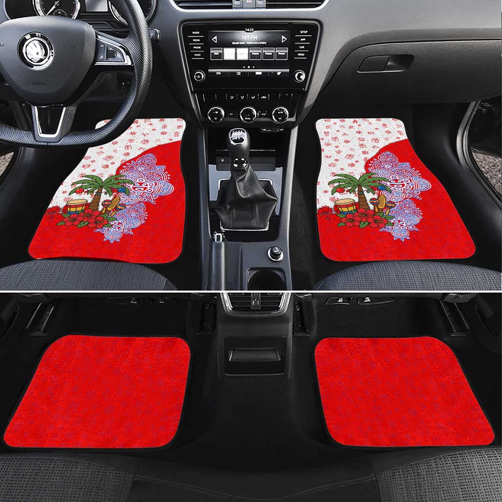 Puerto Rico Christmas Car Mats with Taino Symbols Palm Tree Bongos and Holiday Pattern Design - Wonder Print Shop