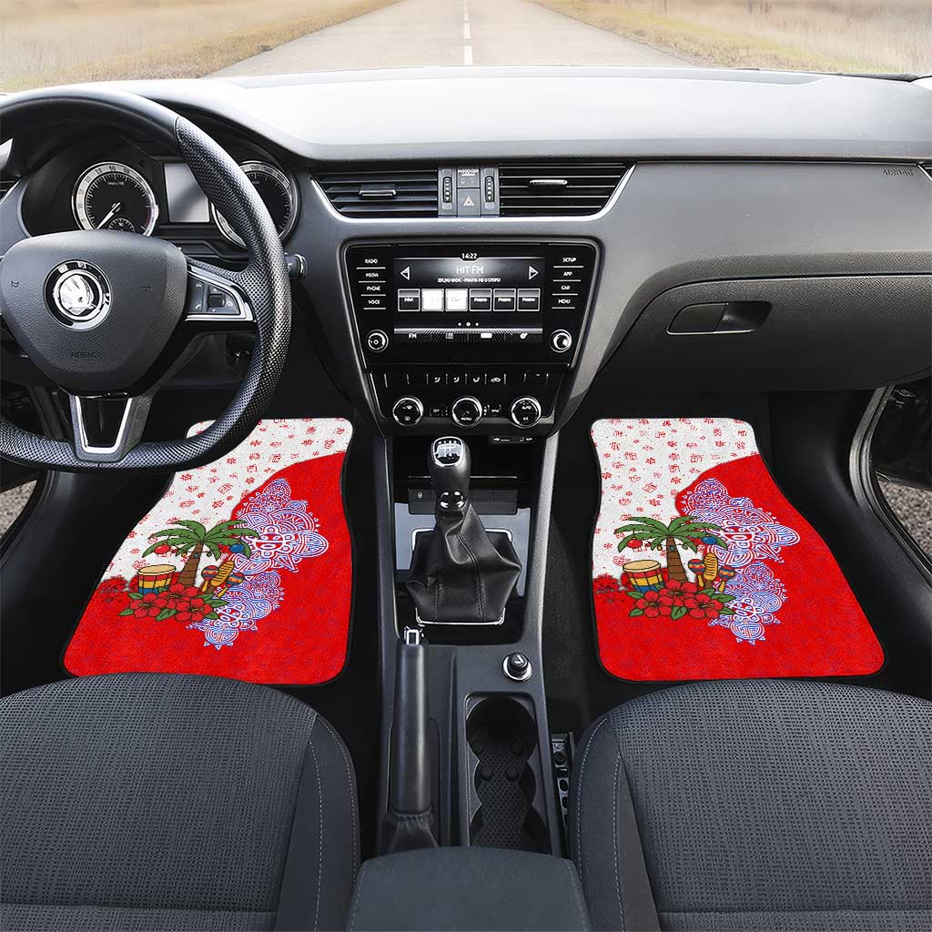 Puerto Rico Christmas Car Mats with Taino Symbols Palm Tree Bongos and Holiday Pattern Design - Wonder Print Shop