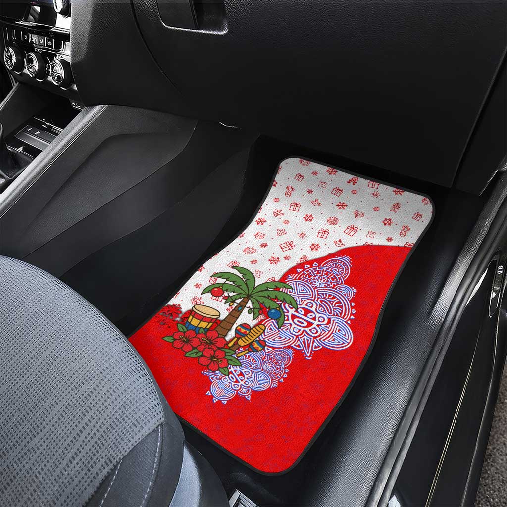 Puerto Rico Christmas Car Mats with Taino Symbols Palm Tree Bongos and Holiday Pattern Design - Wonder Print Shop