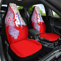 Puerto Rico Christmas Car Seat Cover with Taino Symbols Palm Tree Bongos and Holiday Pattern Design - Wonder Print Shop