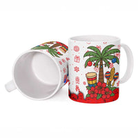 Puerto Rico Christmas Ceramic Mug with Taino Symbols Palm Tree Bongos and Holiday Pattern Design - Wonder Print Shop