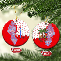 Puerto Rico Christmas Ceramic Ornament with Taino Symbols Palm Tree Bongos and Holiday Pattern Design - Wonder Print Shop