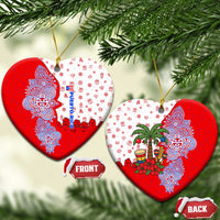 Puerto Rico Christmas Ceramic Ornament with Taino Symbols Palm Tree Bongos and Holiday Pattern Design - Wonder Print Shop