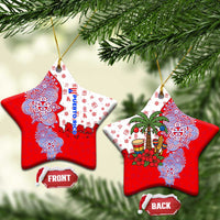 Puerto Rico Christmas Ceramic Ornament with Taino Symbols Palm Tree Bongos and Holiday Pattern Design - Wonder Print Shop