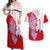 Puerto Rico Christmas Couples Matching Off Shoulder Maxi Dress and Hawaiian Shirt with Taino Symbols Palm Tree Bongos and Holiday Pattern Design - Wonder Print Shop