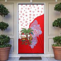 Puerto Rico Christmas Door Cover with Taino Symbols Palm Tree Bongos and Holiday Pattern Design - Wonder Print Shop
