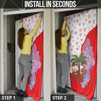 Puerto Rico Christmas Door Cover with Taino Symbols Palm Tree Bongos and Holiday Pattern Design - Wonder Print Shop