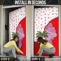 Puerto Rico Christmas Door Cover with Taino Symbols Palm Tree Bongos and Holiday Pattern Design - Wonder Print Shop