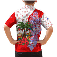 Puerto Rico Christmas Family Matching Mermaid Dress and Hawaiian Shirt with Taino Symbols Palm Tree Bongos and Holiday Pattern Design - Wonder Print Shop