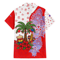 Puerto Rico Christmas Family Matching Mermaid Dress and Hawaiian Shirt with Taino Symbols Palm Tree Bongos and Holiday Pattern Design - Wonder Print Shop