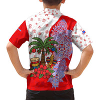 Puerto Rico Christmas Family Matching Puletasi and Hawaiian Shirt with Taino Symbols Palm Tree Bongos and Holiday Pattern Design - Wonder Print Shop