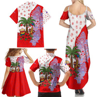 Puerto Rico Christmas Family Matching Summer Maxi Dress and Hawaiian Shirt with Taino Symbols Palm Tree Bongos and Holiday Pattern Design - Wonder Print Shop