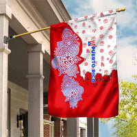 Puerto Rico Christmas Garden Flag with Taino Symbols Palm Tree Bongos and Holiday Pattern Design - Wonder Print Shop