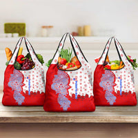 Puerto Rico Christmas Grocery Bag with Taino Symbols Palm Tree Bongos and Holiday Pattern Design - Wonder Print Shop