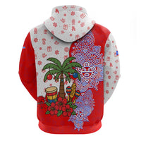 Puerto Rico Christmas Hoodie with Taino Symbols Palm Tree Bongos and Holiday Pattern Design - Wonder Print Shop