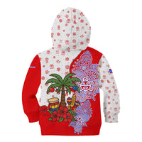 Puerto Rico Christmas Kid Hoodie with Taino Symbols Palm Tree Bongos and Holiday Pattern Design - Wonder Print Shop