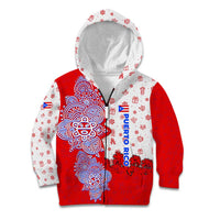 Puerto Rico Christmas Kid Hoodie with Taino Symbols Palm Tree Bongos and Holiday Pattern Design - Wonder Print Shop