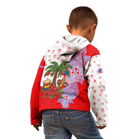 Puerto Rico Christmas Kid Hoodie with Taino Symbols Palm Tree Bongos and Holiday Pattern Design - Wonder Print Shop