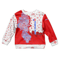 Puerto Rico Christmas Kid Ugly Christmas Sweater with Taino Symbols Palm Tree Bongos and Holiday Pattern Design - Wonder Print Shop