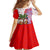 Puerto Rico Christmas Kid Short Sleeve Dress with Taino Symbols Palm Tree Bongos and Holiday Pattern Design - Wonder Print Shop