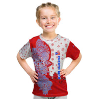 Puerto Rico Christmas Kid T Shirt with Taino Symbols Palm Tree Bongos and Holiday Pattern Design - Wonder Print Shop