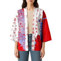 Puerto Rico Christmas Kimono with Taino Symbols Palm Tree Bongos and Holiday Pattern Design - Wonder Print Shop