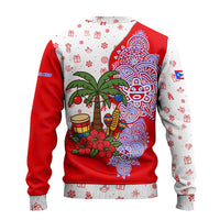 Puerto Rico Christmas Ugly Christmas Sweater with Taino Symbols Palm Tree Bongos and Holiday Pattern Design - Wonder Print Shop