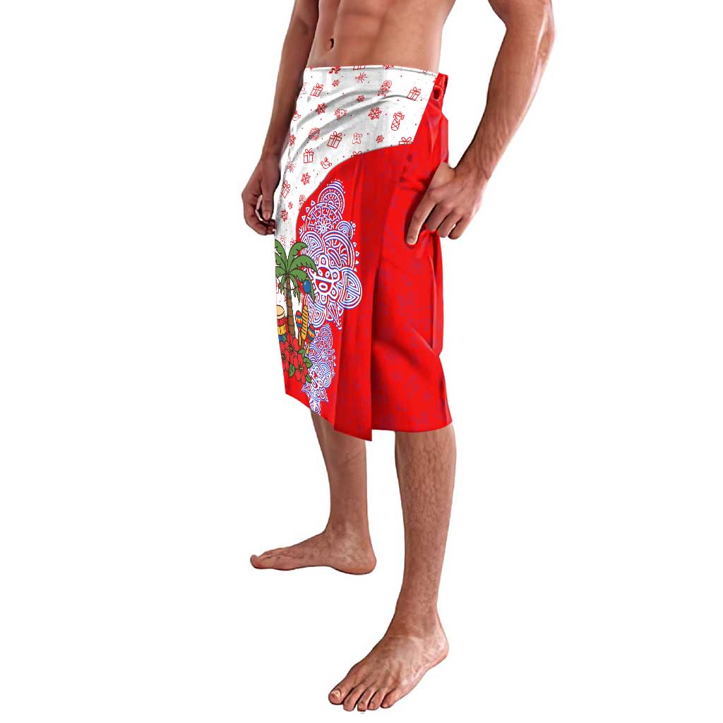 Puerto Rico Christmas Lavalava with Taino Symbols Palm Tree Bongos and Holiday Pattern Design - Wonder Print Shop