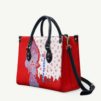 Puerto Rico Christmas Leather Bag with Taino Symbols Palm Tree Bongos and Holiday Pattern Design - Wonder Print Shop